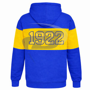 Sweat à capuche Sigma Gamma Rho Sorority bleu et jaune, hiver, avec broderie courte et passepoil, design imprimé, vêtements universitaires - Product Image 2