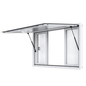 Finestra di Servizio in Alluminio 135x84 cm per Food Truck, 4 Pannelli Scorrevoli con Tenda, Porta con Gancio Apribile a 85 Gradi per Negozi di Alimentari - Product Image 1