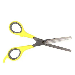 Ciseaux professionnels en plastique avec manche jaune, ciseaux à effiler pour poils d'animaux, ciseaux de coiffure professionnels, logo personnalisé - Product Image 4