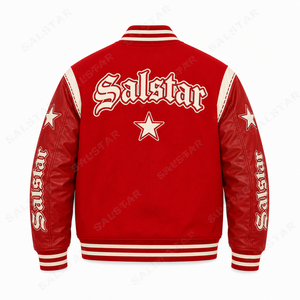 Custom <b>Red</b> Varsity <b>Jacket</b> <b>Men</b> Letterman Baseball <b>Jacket</b> Streetwear Bomber <b>Jacket</b> Wholesale Manufacturer - Product Image 4