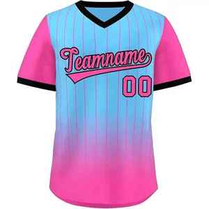 High Quality Breathable Quick Dry V-neck Short Sleeve <b>Baseball</b> Jersey 100% Polyester Made Pakistan for Men - Product Image 2