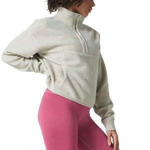 Sweat-shirt léger en polaire Sherpa pour femme, col montant, logo sur le devant, respirant, écologique, vêtement d'hiver, tissu doux - Product Image 2