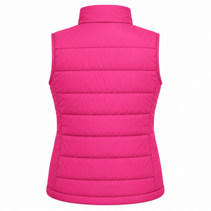 <b>Women's</b> Pink Puffer <b>Vest</b> Stand Collar Breathable 220g Woven Polyester/Nylon Zipper Closure Sleeveless Solid Color Casual Winter - Product Image 2