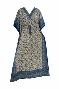 Caftán Largo de Playa de Poliéster Estampado Paisley, Ecológico, Cuello en V, Transpirable, Asimétrico - Product Image 2