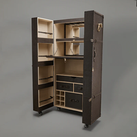 Meuble de présentation modulaire rectangulaire en cuir rouge bordeaux, design moderne pour la maison et le bureau, stockage de bouteilles de vin de luxe écologique