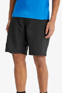 Shorts Bermuda noirs pour hommes, taille mi-haute, fermeture éclair, séchage rapide, style décontracté avec poches latérales zippées, tissu polyester tissé - Product Image 2