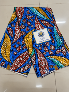<b>Green</b> Blue Luxury African Wax Print Ankara Fabric Leaf Pattern for Women Dressmaking - Product Image 3