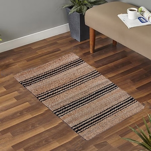 Tapis rayé fait main en jute 100% naturel, écologique, tissage plat, style bohème, tapis de designer, taille personnalisée - Product Image 1