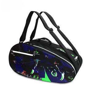 Bolsa Deportiva para Raquetas ZYDAR SPORTS, 30-40L, Poliéster Impermeable, Cierre de Cremallera, Diseño con Patrón Negro, Verde y Azul, para Tenis - Product Image 1