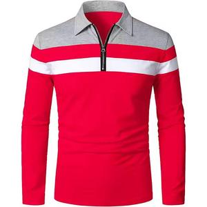 Suéter de punto personalizado de manga larga para hombre, estilo polo, con botones, a rayas, acanalado, informal, tipo camiseta polo. - Product Image 3