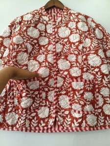 Unique Quilted <b>Reversible</b> <b>Jacket</b>: Indian Floral Cotton Coat - Product Image 4