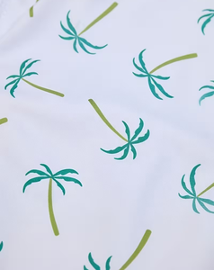 Men's Tropical Palm Print Eco-Friendly Breathable <b>Lace</b> Mid Waist Quick Dry Satin Shorts <b>Elastic</b> Waist Casual Summer Wear - Product Image 2