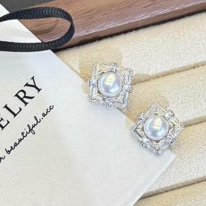 Pendientes de Estilo Palacio Retro para Mujer, Accesorios de Perlas DIY con Estilo de Encaje de Lujo Ligero y Tentación Francesa - Product Image 2