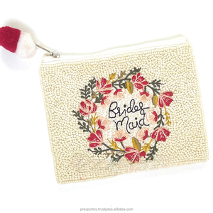 Pochette de mariée perlée, sac à perles florales fait main, pochette cadeau, cadeau de mariage, fermeture éclair personnalisée, pour fête nuptiale, femmes, filles, tendance - Product Image 1