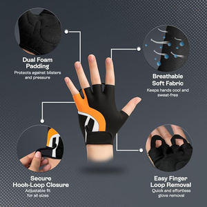 <b>Pre</b> Curved Microfiber <b>Workout</b> Gloves <b>Women</b> Men Half Finger Anti Slip Padded Palm Breathable Gym Fitness Gloves - Product Image 5