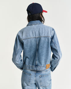 High Demand Mid Blue Unlined Short Length Denim Jacket for Women Regular Fit Comfortable All Seasons Cotton Filled Breathable - Product Image 2