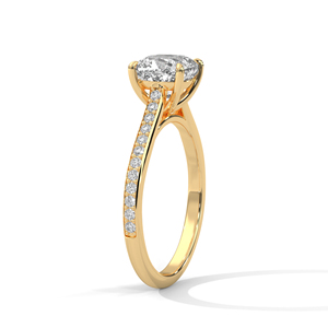 Unique Engagement Or Wedding <b>Rings</b> Made From 14K Yellow <b>Gold</b> Four Prong <b>Set</b> Brilliant Cushion Cut Lab Grown Diamond Women <b>Ring</b> - Product Image 3