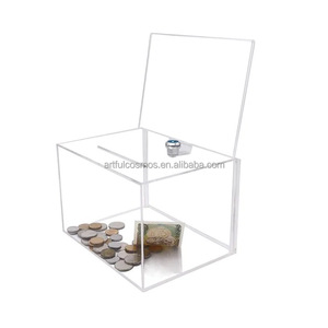 Urne en acrylique sécurisée et élégante 2025: boîte de don transparente avec serrure et porte arrière facile d'accès - Product Image 3