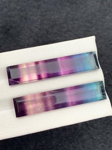 Pareja de piedras preciosas de fluorita natural multicolor, corte baguette, cristales sueltos para la elaboración de joyería. - Product Image 6