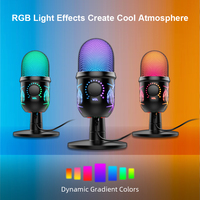 Microphone de bureau à condensateur USB Type-A filaire RGB, haute qualité, cardioïde, avec suppression du bruit, pour l'enregistrement, le gaming et le streaming