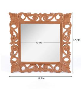 Handcrafted Wooden Carved <b>Square</b> Wall <b>Mirror</b> Decorative Rustic Vintage Farmhouse Wooden Frame Vanity Accent <b>Mirror</b> - Product Image 6