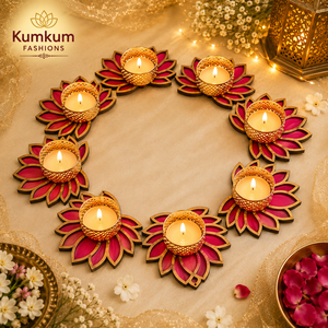 Indian Handmade Wood Lotus Tea <b>Light</b> Candle Holder Easter Diwali Wedding Favor Home Decor Modern Art Unique Christmas Gift - Product Image 1