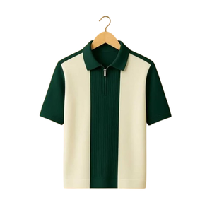 Polo Casual de Manga Corta para Hombre, Diseño Color Block con Cierre Frontal, Cuello Camisero, Tejido Popelín, Diseño Sólido para Verano - Product Image 4