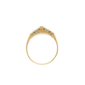 Bague Classique Vintage en Or 18 carats Plaqué Or avec Diamant et Émeraude, Sertie de Pierres Précieuses pour Femme, Bague de Fiançailles avec Sertissage à Griffes, Pierre de Naissance de Juillet - Product Image 2