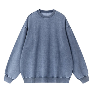 เสื้อสเวตเชิ้ตคอกลมทรงปกติแบบเรียบง่ายสำหรับผู้ชาย ล้างสีแบบแอซิดวอช ราคาขายส่ง ขายดีที่สุด ขนาดและดีไซน์สั่งทำได้ เสื้อสเวตเชิ้ตพื้นฐาน - Product Image 2