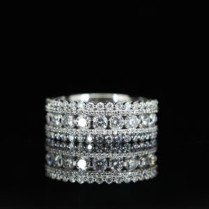 Hip Hop Heavy Ring Wedding Engagement <b>Gift</b> 925 Sterling Silver VVS Moissanite Iced 5 Row Eternity Band Brilliant Claw Setting - Product Image 1