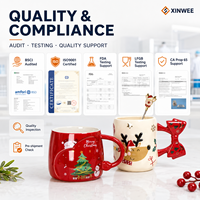 Série de tasses à café en céramique personnalisées pour Noël, OEM ODM, fournisseur d'usine pour les commandes en gros de cadeaux de fin d'année