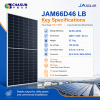 Panneau solaire bifacial double vitrage JA Solar JAM66D46 LB 715-740W de type N, module photovoltaïque haute efficacité pour projets solaires utilitaires