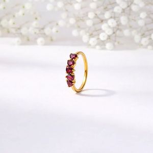 Handmade Red <b>Garnet</b> Heart Gemstone <b>Ring</b> Minimalist Promise <b>Ring</b> Sterling <b>Silver</b> Gold Filled Stackable Jewelry for Her - Product Image 3