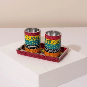 Diva Collections 2-in-1 Tea Light Holder Handmade Aluminum <b>Hammer</b> Finish Enamel Colourful Waterproof Durable Portable Religious - Product Image 4