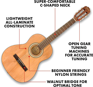 Guitarra de Cuerdas de Nailon FA-25N, Tamaño 3/4, para Niños y Principiantes, con Mástil Cómodo, Fácil de Tocar con los Dedos y 2 Años de Garantía - Product Image 4