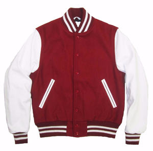 Color Block Varsity <b>Jacket</b> <b>Men</b> Wool Blend Body Contrast <b>Faux</b> <b>Leather</b> Sleeves Ribbed Trim Snap Closure Modern Streetwear Style - Product Image 6