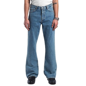 Jeans Retro para Hombre, Corte Bootcut, Desgastados, Azules, Cintura Media-Alta, Ajuste Holgado, Denim Lavado a la Piedra, Fabricación Personalizada - Product Image 1