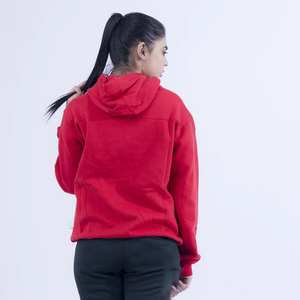 Women’s Classic Red & Black Pullover Hoodie Premium Cotton <b>Blend</b> Hoodie for Women Oversized Casual Hoodie Sweatshirt - Product Image 3