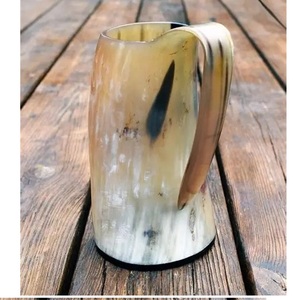 Mug à boire en corne de buffle naturelle fait main, mug à café et mug décoratif avec poignée, ainsi qu'un verre court. - Product Image 4