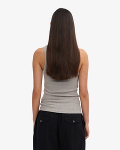 Women's Cream Knitted Tank <b>Top</b> Scoop Neck Solid Color Casual Wear Breathable Regular Length 100% Cotton - Product Image 4