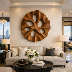 Escultura de Madera Sólida, Arte de Pared de Diseño Moderno y Lujoso para Decoración de Interiores de Sala de Estar, Relieve de Pared Tallado a Mano - Product Image 4