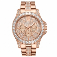 Reloj de cristal de acero inoxidable para hombre, cronógrafo analógico de cuarzo redondo, indicador de fecha y semana, reloj de lujo de 42mm en tono plateado