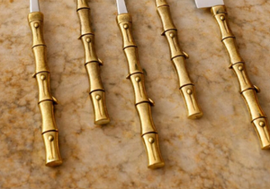 Wholesale Golden Bamboo Handle Metal <b>Flatware</b> <b>Set</b> with High Mirror Polish Dishwasher Safe for Wedding Occasions - Product Image 2