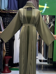 High Quality Modest Dubai Beaded Sequined <b>Long</b> Sleeve Abaya Muslim Traditional Handmade Wedding Women Breathable V Neck - Product Image 2
