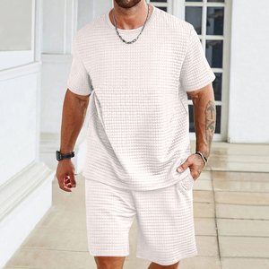 Summer Casual <b>Knitted</b> Solid Men's T-Shirt and Shorts <b>Set</b> for Sports Fashion - Product Image 6