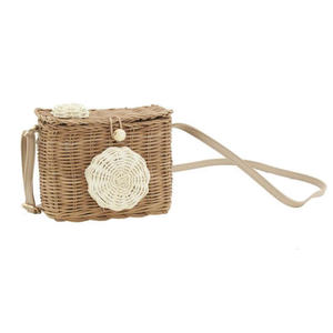 Bolso de Juguete de Mimbre Natural Artesanal, Bolso Bandolera de Mimbre Tejido a Mano con Correa y Lente Única, Accesorio de Moda Infantil - Product Image 1