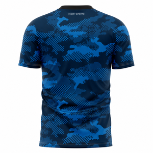 Men's Custom Blue Camo Gym T-Shirt Quick Dry Performance Fitness Short Sleeve Compression Top Breathable Athletic Workout <b>Tee</b> - Product Image 2