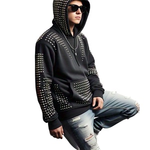 Oem Custom Logo men's hoodies Jacket Street Wear <b>Full</b> <b>Zip</b> <b>up</b> <b>Hoodie</b> Rhinestone hoodies men - Product Image 1
