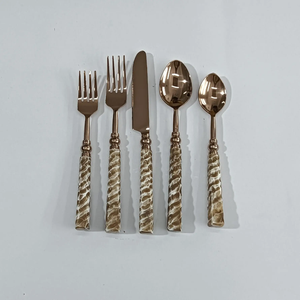 Ensemble de couverts de luxe en acier inoxydable avec manche en rotin vert, ensemble de couverts en résine, ensemble de couverts en acier, ensemble de couverts en résine - Product Image 6