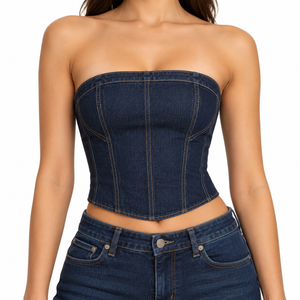 Camisa informal de algodón de alta calidad estilo urbano para mujer, precio al por mayor, vestido vaquero sexy tipo tubo al por mayor - Product Image 3